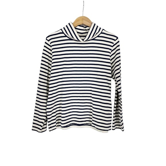 J.CREW Tops - j.Crew navy blue and white stripe turtleneck top women’s small